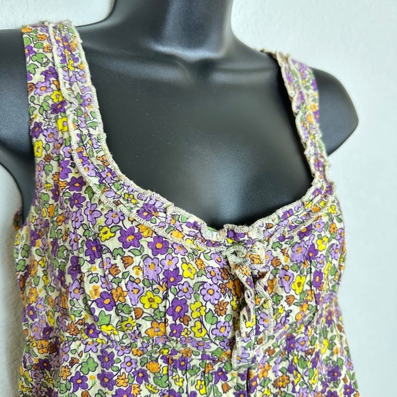Free People Floral Ellia Two Piece Set Top and Ruffle Skirt Purple Combo Small - Picture 3 of 13